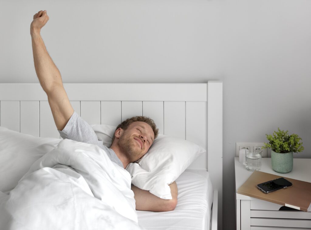 person gradually adapting to a new sleep position